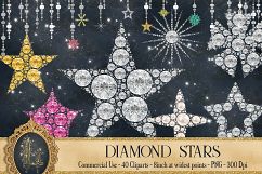 40 Diamond and Pearl Star Clip Arts, Star String, Pearl Star Product Image 1