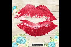 100 Lipstick Kiss Clip Arts, Valentine Love Kiss Print Kit Product Image 2