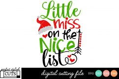 Christmas SVG - Little Miss On The Nice List SVG File Product Image 1