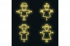 Scarecrow icons set vector neon Product Image 1