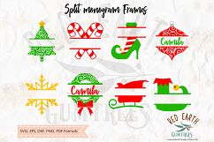 Christmas split monogram frame in SVG,DXF,PNG,EPS,PDF format Product Image 1