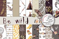 Boho Digital Papers pack, feather and arrow digital paper Product Image 1