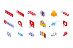 Subscribe icons set, isometric style Product Image 1