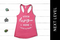 Hot Pink Next Level Mockup 1533 Tank Top Flat Lay Feminine Product Image 1