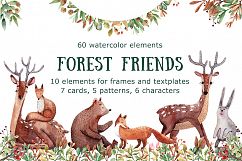 Forest Friends - Watercolor Clip Art Set Product Image 1