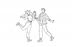 Couple Singing In Karaoke Club Together Vector Product Image 1