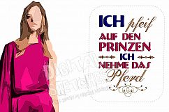 Princess Saying Prinzessin German Crown Machine Embroidery Product Image 1