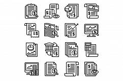 Expense report icons set, outline style Product Image 1