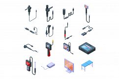 Endoscope icons set, isometric style Product Image 1