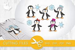 Holiday Penguin cutting files svg, dxf, pdf, eps included - cut files for cricut and silhouette - Cutting Files SVG Product Image 1