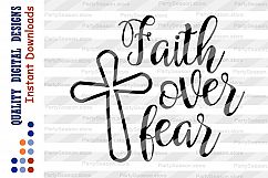 Faith over fear SVG Religious svg Bible verse svg Cursive Product Image 2