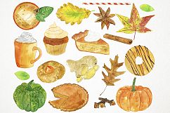 Watercolor Pumpkin Spice Clipart, Pumpkin Clipart Product Image 2