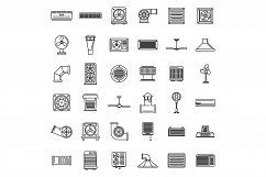 Ventilation air condition icons set, outline style Product Image 1