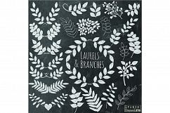Chalk Laurels and Branches - Chalk Clipart Product Image 1