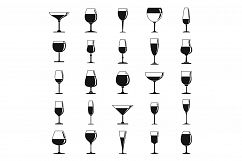 Wineglass icons set, simple style Product Image 1