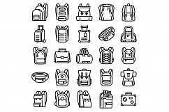 Backpack icons set, outline style Product Image 1