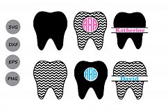 Tooth SVG, Tooth Monogram SVG, Teeth SVG, Dentist Tooth Svg Cut Files, Dentist Cutting File, Silhouette Files, Cricut Files, Dxf, Eps, Png. Product Image 1
