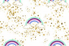 Gold Glitter Unicorn Digital Paper Product Image 6