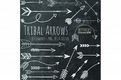 Chalk Tribal Arrows Clipart - Hand Drawn Chalkboard Arrows Product Image 1