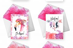 Boho flamingo Watercolor set Product Image 5