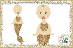 Little Baby Mermaids Clipart design in Turquoise - Sweet Set of 9 PNG files  Product Image 4