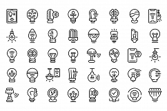 Smart lightbulb icons set, outline style Product Image 1