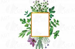 Herbs and Spices frames watercolor clip art pack, watercolor herb leaves borders. PNG, jpg, svg, vector illustrator &amp; corel files included Product Image 5