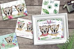 Wild Cats. Tropical watercolor Product Image 6