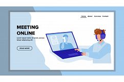 Meeting Online With Partner Or Colleague Vector Product Image 1