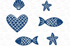 Mermaid tails, fishes, starfishes, shells silhouettes SVG DXF PNG EPS Cutting Files. Mermaid tail SVG, Mermaid Bundle SVG. Product Image 4