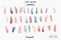Feathers 38 Elements Watercolor Pretty Boho Mix Colourful Product Image 4