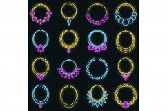 Necklace jewelry icon set vector neon Product Image 1