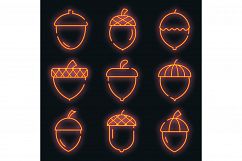 Acorn icons set vector neon Product Image 1