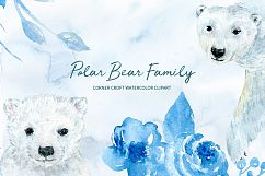Watercolor clipart polar bear family for instant download Product Image 6