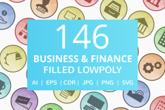 146 Business &amp; Finance Filled Low Poly Icons Product Image 1