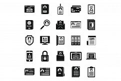 Personal information data icons set, simple style Product Image 1