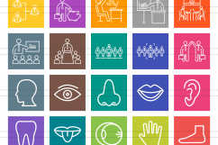 100 Humans &amp; Anatomy Line Multicolor B/G Icons Product Image 2