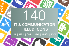 140 IT &amp; Communication Filled Round Corner Icons Product Image 1