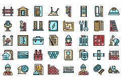 Builder icons set vector flat Product Image 1