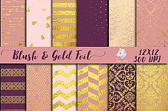 Blush Pink and Gold Foil Digital Paper Product Image 1