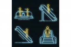 Escalator icon set vector neon Product Image 1