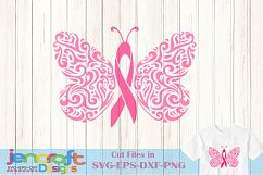 Filigree Awareness Butterfly Breast Cancer Awareness Ribbon Product Image 1