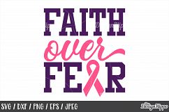 Breast Cancer, SVG, Awareness, Faith Over Fear, Cricut, PNG Product Image 1