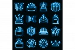 Optical fiber icons set vector neon Product Image 1