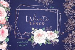 Delicate Roses Watercolor Clip Art Product Image 1