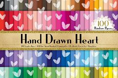 100 Seamless Hand Drawn Romantic Heart Digital Papers Product Image 1