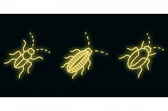 Cockroach icons set vector neon Product Image 1