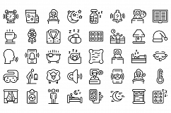 Sleep problems icons set, outline style Product Image 1