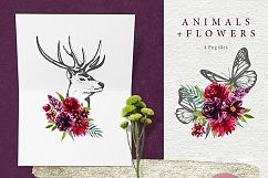 Animals and watercolor flowers Product Image 7