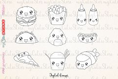 Fast food clipart, cute kawaii dinner clipart and digital stamps. png graphics clip art set for planner stickers, scraps or digital planning. Product Image 2